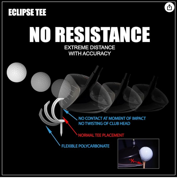 New Revolution Eclipse Tee, Science applied Semicircle PC Durable Golf Tee Designed to Enhance Distance & Precision wit