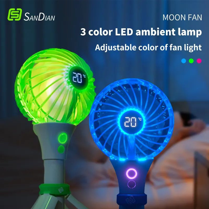 SANDIAN, Moon Fan, Portable Rechargeable Mini Handheld Fan with Air Purifying UV Sterilization Function