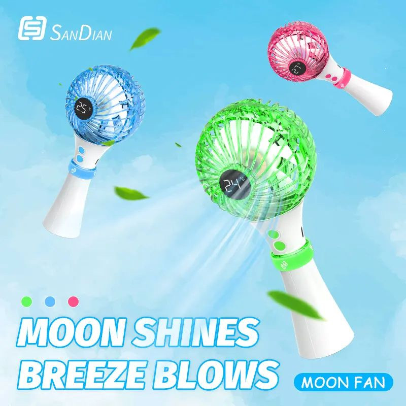 SANDIAN, Moon Fan, Portable Rechargeable Mini Handheld Fan with Air Purifying UV Sterilization Function