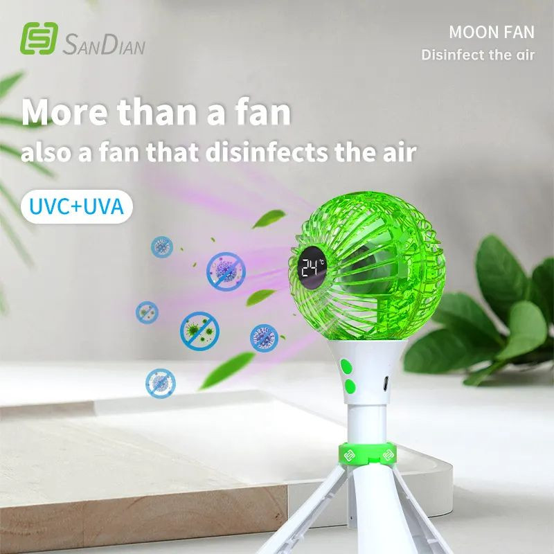 SANDIAN, Moon Fan, Portable Rechargeable Mini Handheld Fan with Air Purifying UV Sterilization Function