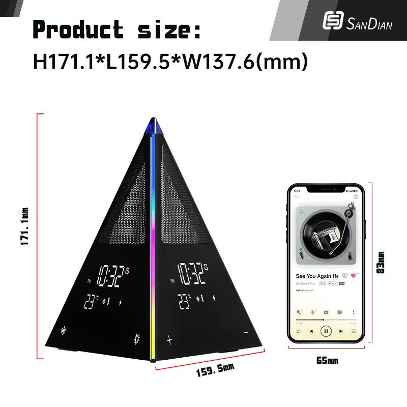 TRI-CLOCK with Bluetooth speaker and LED RGB light